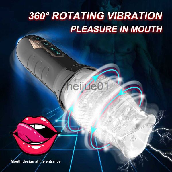 Masturbateurs Masturbateur pour hommes Rotation télescopique automatique Machine masculine Oral Vaginal Pénis Vibrateur Sex Toy pour hommes Masturbation Cup x0926