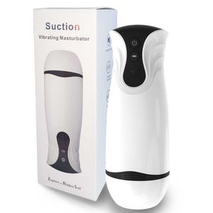 Masturateurs Mens S entièrement automatique Clip électrique Défense Masturbation de la gorge Deep Vibration Airplane Vibration Interactive Prononciation Produits sexuels adultes 231221