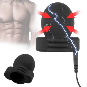 Masturbateurs Thérapie Pénis Massage Choc Électrique Sex Toys Pour Hommes Produits Pour Adultes Glans Formateur Retard Formation Electro Stimulateur 230404