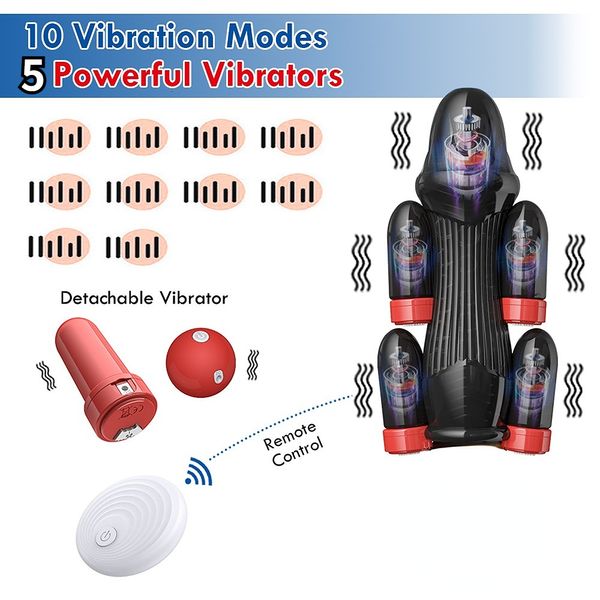 Masturbadores Versión avanzada transparente de Wireless 1 Drag 5 Trainer Penis Vibrating Massager Glans Ejercitador Juguetes sexuales Productos 230327