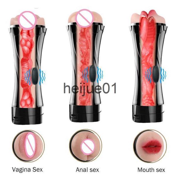 Masturbateurs Vibromasseur Sex Toys pour hommes Pocket Pussy Vagin artificiel Masturbation Bouche Vaginal Anal Sex Machine Masturbateur masculin Sex Shop x0926