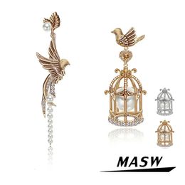 MASW – boucles d'oreilles asymétriques en forme d'oiseau pour femmes et filles, Design Original, bijoux de luxe, à la mode, cadeau de fête, 240401