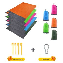 Mat 200x210cm Pocket Picnic Waterproof Strand Mat Sand Gratis deken Camping Outdoor Picknick Tent Vouwbedekking Beddengoed