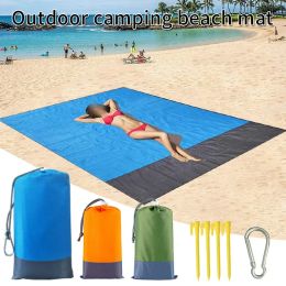 Estera de playa impermeable grande de 2x2,1 cm, manta antiarena, colchoneta plegable para acampar, colchón portátil de bolsillo, almohadilla ligera para pícnic al aire libre