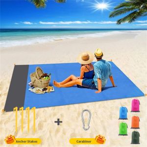 Mat 2x2,1m waterdichte strandmat zanddichte deken draagbare zak campingmat buiten opvouwbaar lichtgewicht party picknickmat