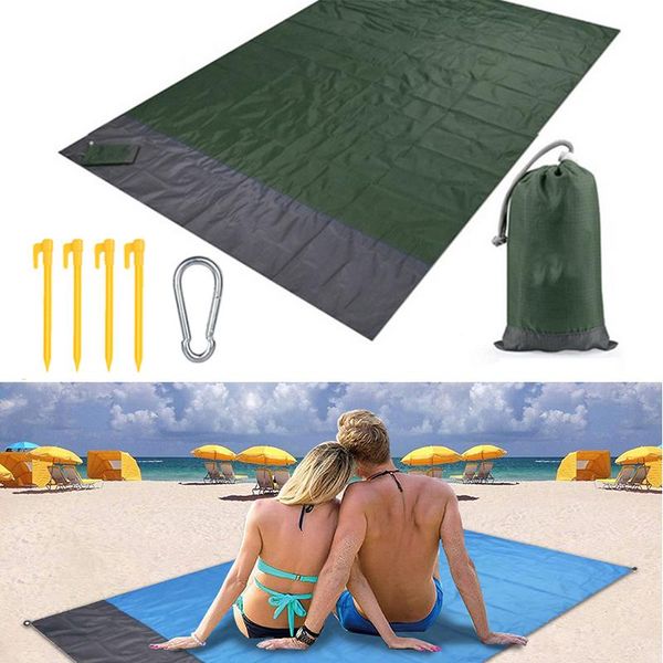 Tapis 2x2.1m couverture de plage de poche imperméable pliant tapis de Camping matelas Portable tapis léger tapis de pique-nique en plein air tapis de plage de sable