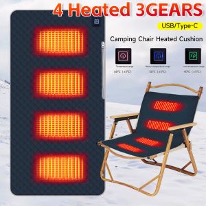 MAT 4HEATED AFFAIRES CAMPING CHARIER CHARGÉ CHAUX 3SEPEED CHAUFFICATION COLIAGE USB CHARGEMENT SEAT HIVER COUVERCE COUVERT