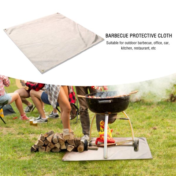 Tapis 50*50 cm couverture de feu de Barbecue tapis d'isolation en Fiber de verre Camping en plein air pique-nique tissu de protection contre le feu tapis de gril ignifuge