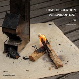 Mat Barbecue Fire Couverture Camping Firefroof Fire Pit Mat Picnic BBQ Pad Have Temperature Antiscal Flame Allumant