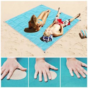 Tapis Tapis de plage Sable magique serviettes de plage couverture Portable Anti sable serviette serviette de plage voyage été tapis livraison directe grande serviette de plage