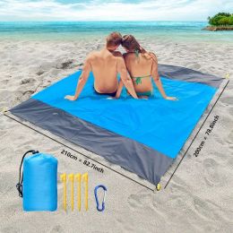 Estera Camping Picnic Mat impermeable plegable bolsillo playa poliéster a prueba de viento playa a cuadros prevención de arena almohadilla para dormir resistente al desgaste