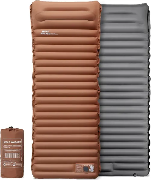 Tapis de couchage de Camping avec oreiller, ultraléger, gonflable, épais, de 4 pouces, pour sac à dos, randonnée, tapis d'air, pompe intégrée