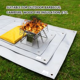 Mat doek vlam achterlijk kussen duurzame camping brandwerende grillmat warmtebestendige rechthoek vuurvast mat voor picknickbarbecue buitenshuis