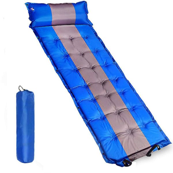 Colchón autoinflable para dormir, colchoneta de aire para dormir, impermeable, con almohada de aire, 183x62x4,5 cm