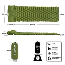 Tapis de couchage gonflable Homful, tapis de Camping résistant à l'humidité avec oreiller, matelas à air, coussin de glamping, canapé gonflable