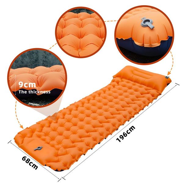 Tapis de couchage extérieur extérieur Pompe à air à pied Camping Camping Matelas gonflable Mat à air ultra-léger lit tpu nylon étanche 200 kg