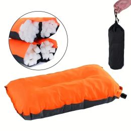 Estera portátil para exteriores, almohada autoinflable, esponja, almohada inflable automática plegable ultraligera, almohada para acampar y viajar al aire libre