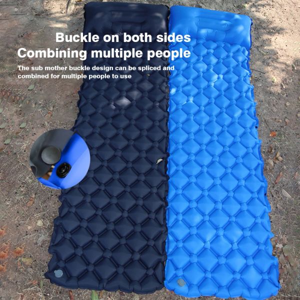 Tapis de couchage de dort de tapis de sommeil de tapis d'air ultraléger construit dans un tapis de camping de pompe à gonflage avec oreillers lit gonflable pour la randonnée en extérieur