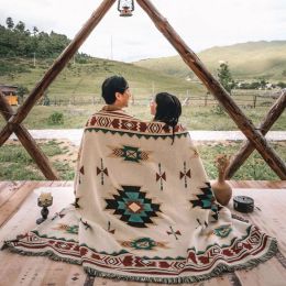 Tribaux Tribal Mat Tapis extérieurs Indian Camping Picnic Couverture Boho Lit décoratif Couvertures canapé à carreaux Tapis de voyage