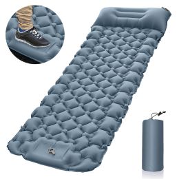 Almohadilla para dormir inflable con almohadilla con almohada Bomba de pie del colchón de aire de aire de aire para caminatas para caminar al aire libre Camping Viajes