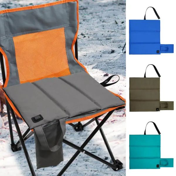 Cojín de asiento con calefacción eléctrica USB, almohadilla para silla con calefacción plegable para acampar al aire libre, almohadillas de asiento cálidas de invierno para viajes en coche, estadio y parque