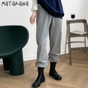 MATAKAWA Pantalon de survêtement à taille haute pour femme Automne Pantalon de survêtement à lacets en vrac Femme Pantalon décontracté 210513