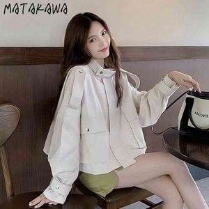 MATAKAWA Street Style Trench-Coat pour femmes printemps tout-match outillage veste femmes mode court coupe-vent 210513