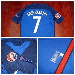 Match Joueur Période EUROCUP16 Chemise à domicile finale Jersey Pogba Griezmann Football Football Nom Custom Nom Patchs Sponsor