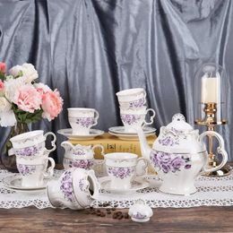 Ensemble Matcha violet Rose, service à café, service à thé, 15 pièces, thé en porcelaine pour adultes, outils de Service de mariage, cuisine, Bar à manger, 240325