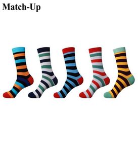 Matchup Men Fashion Stripes Series Coton Cotton chaussettes Argyle Casual Crew chaussettes 5 paires US 751252670048870235