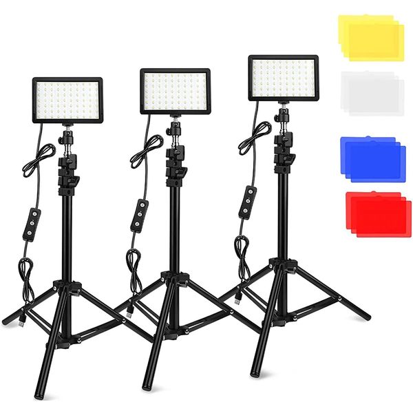 Matériau LED Photographie vidéo Panneau lumineux Light Lighting Photo Studio Lamp Kit avec trépied stand rgb filtres pour shoot en direct en direct Youbube