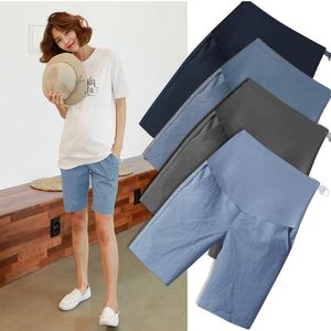 Bas de maternité 1/2 longueur mince coton lin pantalon court été mode Shorts vêtements pour femmes enceintes décontracté ventre grossesse