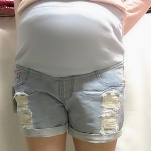 Maternité bas 2023 décontracté trou été Shorts grossesse Denim court ventre jean pantacourt pour les femmes enceintes