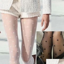 Fondos de maternidad 2023 Moda de lujo Bot Y Medias ajustadas Legging Pantimedias Mujer Carta Impreso Flocado Medias Anti-Gancho Seda Bo Dhokt
