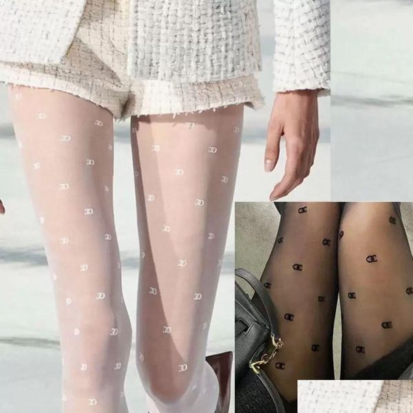 Bas de maternité 2023 Mode Luxe Bot Y Bas serrés Legging Collants Femme Lettre Imprimé Flocage Bas Anti-Crochet Soie Bo Dhjgb