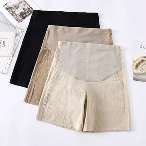 Zwangerschapsbodems 2851# Leisure Pants Summer katoen shorts Elastische taille voor zwangere vrouwen buiksteun broek