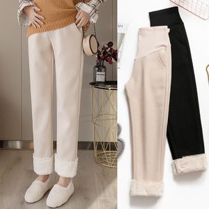 Moederschap bodems kasjmier elastische taille buik broek voor zwangere vrouwen zwangerschap broeken winter dikker warm plus fluweel