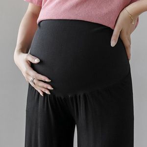 Pantalones de maternidad mezcla de algodón pantalones de mujer sobre el vientre pijama dormir verano pierna ancha