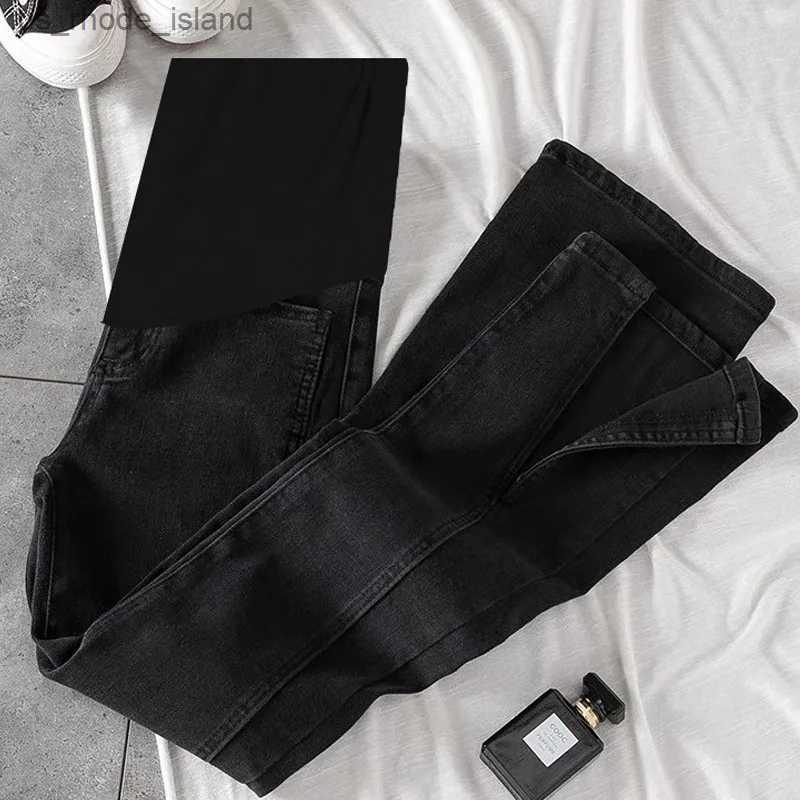 Dno macierzyńskie Fdfklak czarne/niebieskie dżinsowe dżinsowe spodnie macierzyńskie dla kobiet w ciąży Ubrania pielęgniarskie ciążowe spodnie spodni JeanSl2404
