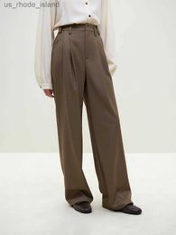 MATERNITY Bottoms Fsle Khaki Pantalon pour femmes printemps Nouveau pantalon large de jambe à taille droite pantalon drapé