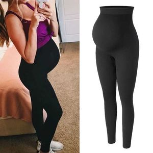 MATERNITY Bottoms High Taist Maternity Leggings Femmes Belly Support Leggins Leggins Black Workout Grossesse Vêtements Body Shaper Tablers T240509