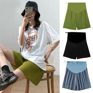 Bas de maternité femmes enceintes été grande taille XL Short plissé en mousseline de soie jambe large pantalon court ample pour la grossesse Mini Capris