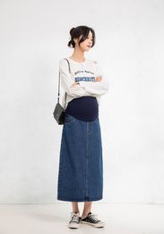 Pantalones de maternidad Primavera Moda Mujeres embarazadas Ocio Faldas Cintura alta Vientre Largo Suelto Embarazo Ropa de mezclilla 230728