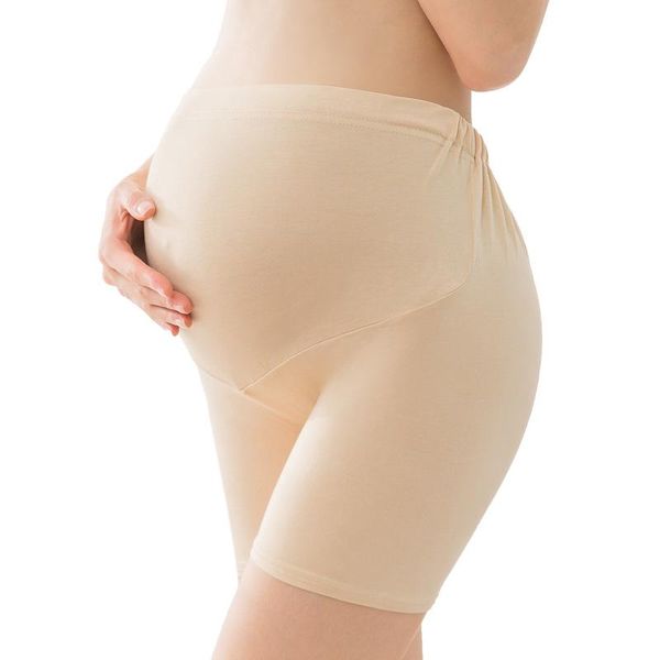 Pantalones cortos de maternidad, pantalones cortos de verano de Color sólido con borde plano, pantalones elásticos de cintura alta, pantalones de lactancia para mujeres embarazadas, calzoncillos de embarazo