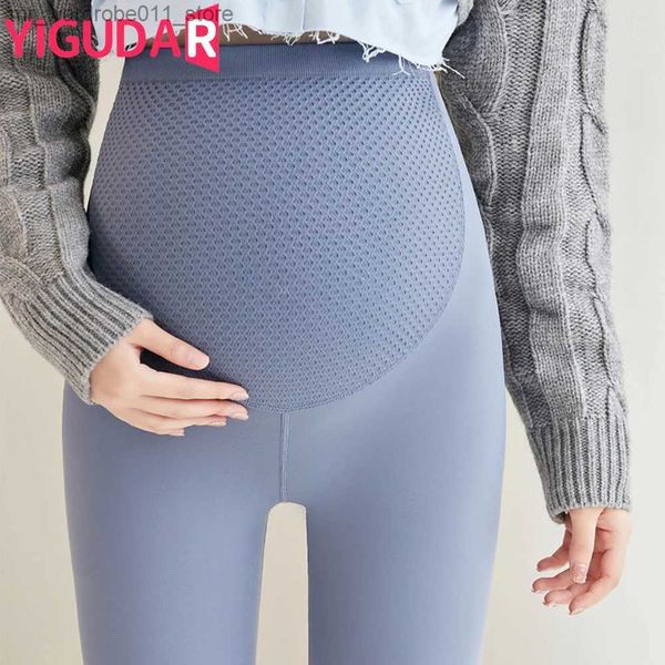 Pantalones de maternidad Invierno Maternidad Leggings Terciopelo Mujer Embarazada Ropa Pantalones Ajustable Banda del Vientre Ropa Mujer Embarazo Sesión de fotos Pantalones Q231207