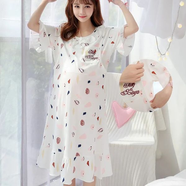 Vêtements de maternité Mallgers de nuit allaitement en soins infirmiers Hôpital de nuit robe Nightwear Amalling Pyjamas Grossesse Robes 240408