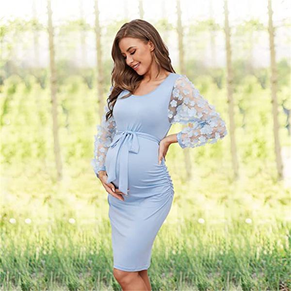 Robe de maternité pour Photo dame photographie accessoires femmes 3D Floral élastique Sexy robes enceintes 2023 femme Shoot robe