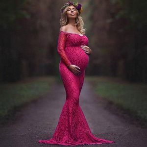 Robe de maternité pour Photo maternité photographie accessoires col en v Sexy dentelle robes enceintes 2022 femmes élégante longue robe de sirène
