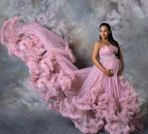 Robe de maternité pour Photo femmes enceintes, Sexy, sans bretelles, à volants, robes de nuit, robe de sirène, robe de soirée de grossesse, vêtements de bal pour fête prénatale