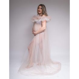 Robe de maternité Séances photo voir à travers le tulle Robe de perspective en tulle enceinte beige Robe de maternité café, Robe maxi boudoir crème / Robes de lait Baby Shower